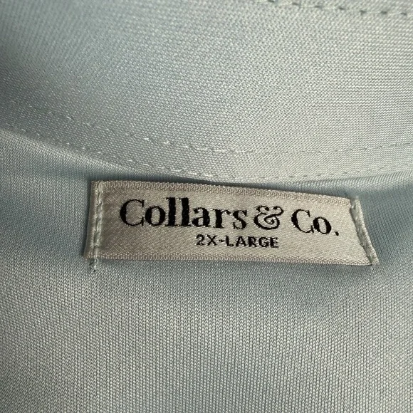 Collars & Co. Polo Shirt Mens 2XL Blue Dress Collar Button Down Short Sleeve - Picture 2 of 7
